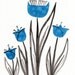 Buy 2 Get 1 FREE -- Watercolor Painting: Watercolor Flowers -- Art Print --  Scandinavian Flowers in Aqua -- 8x10
