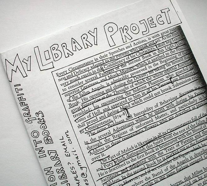 My Library Project Zine about graffiti left in library books