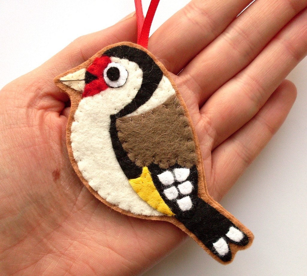 Goldfinch, felt bird ornament