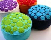 SALE Circles Pincushion, red and ginger