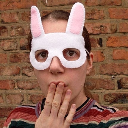 Sale: White Rabbit Mask - cute bunny mask for Easter