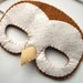 Felt Barn Owl Mask, white, light brown, woodland