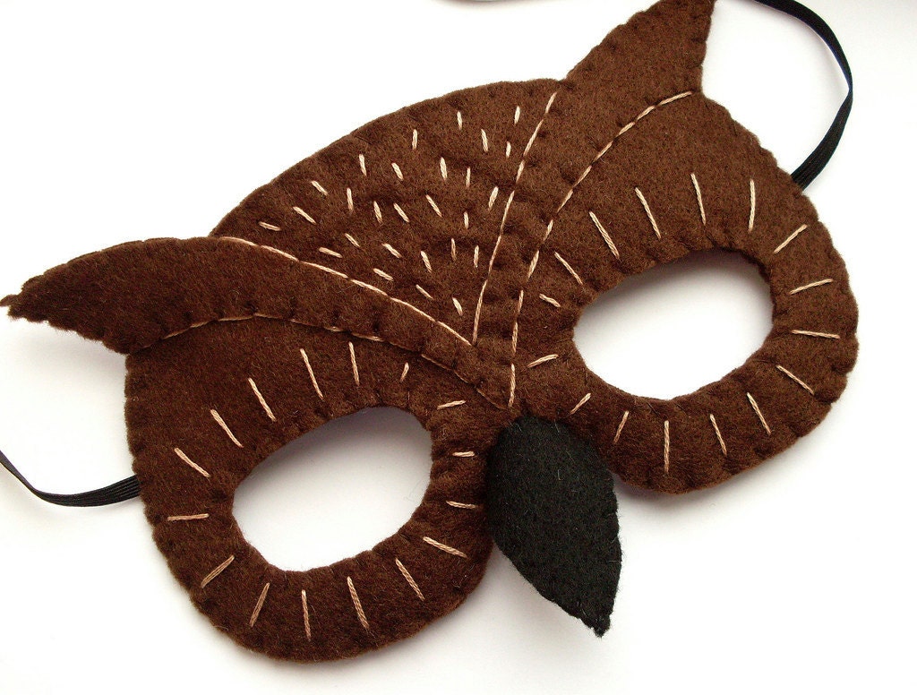 Felt Owl Mask, woodland, forest, brown