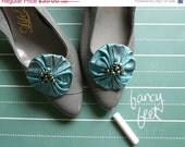 ON SALE mermaid - fancy feet beaded silk yo-yo shoe clips