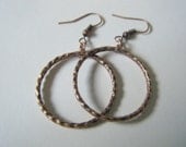 Hammered Ring Earrings - Antique Copper