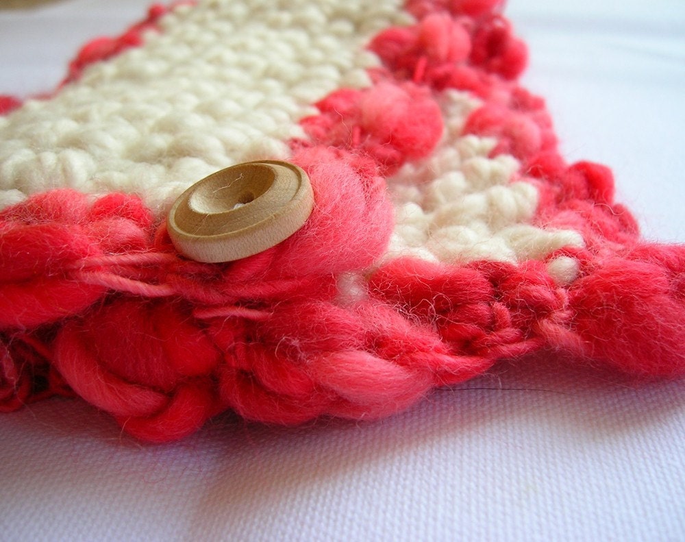 crocheted Strawberries and Cream Scarflette