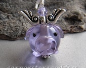 Cornerstoregoddess Lampwork Glass Piggie Flying Pig Charm