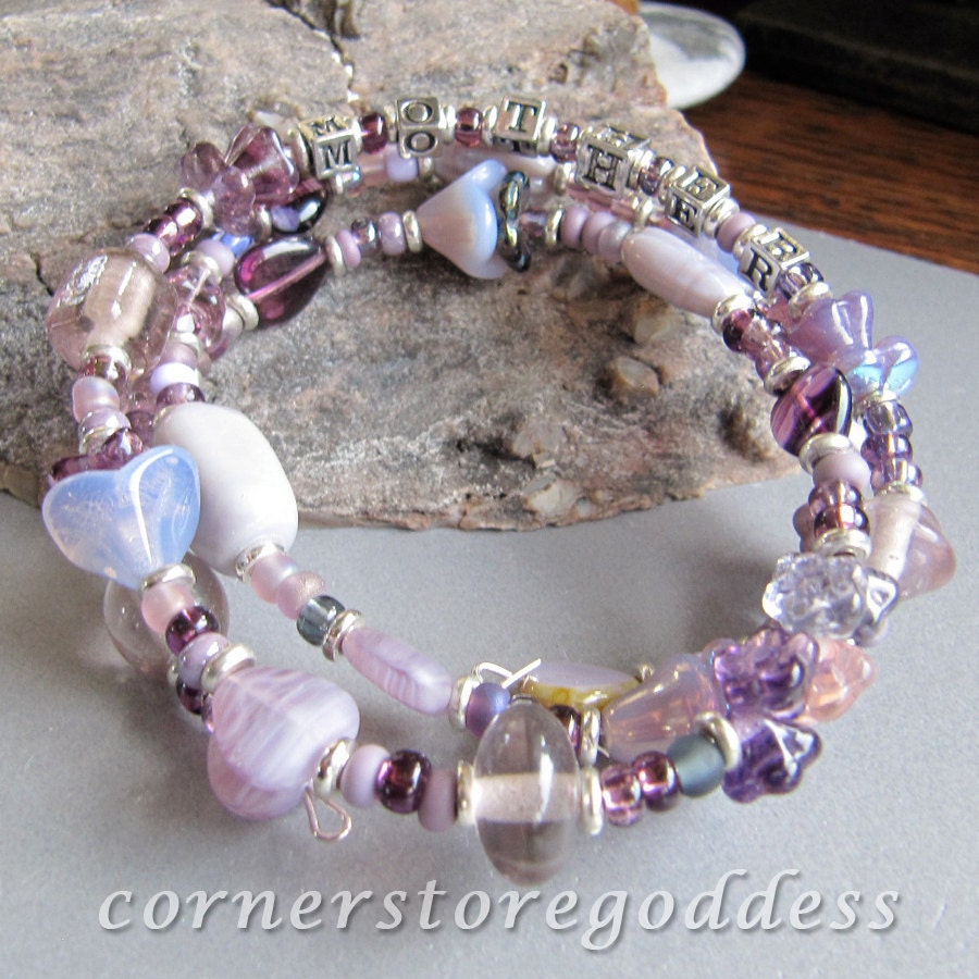 Memory Wire Purple Lavender Mothers Day Mother Bracelet by Cornerstoregoddess