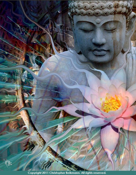Buddha modern artwork - Zen Buddhist meditation 11x14 Buddha art print - Living Radiance