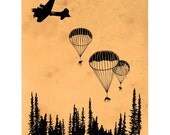 Art Postcard -  PARACHUTE DEER - "Release"