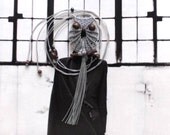 Macrame Owl Necklace - Silver Gray