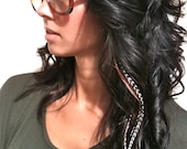SALE Black LONG 6 Feather Hair Extension - Salon Grade Whiting Feathers : FREE micro link clamp