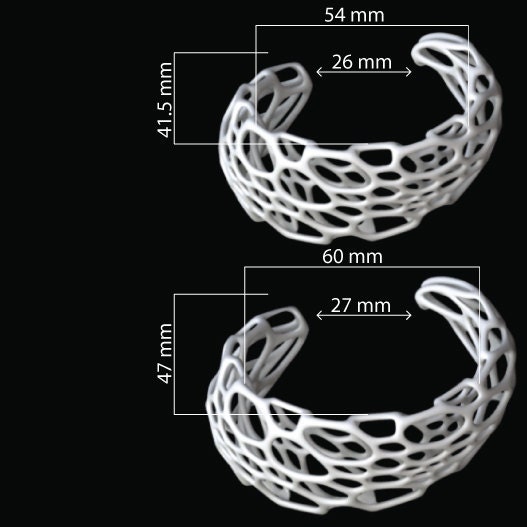 Spiral Cuff - stainless steel bracelet, cellular organic intricate 3d-printed jewelry