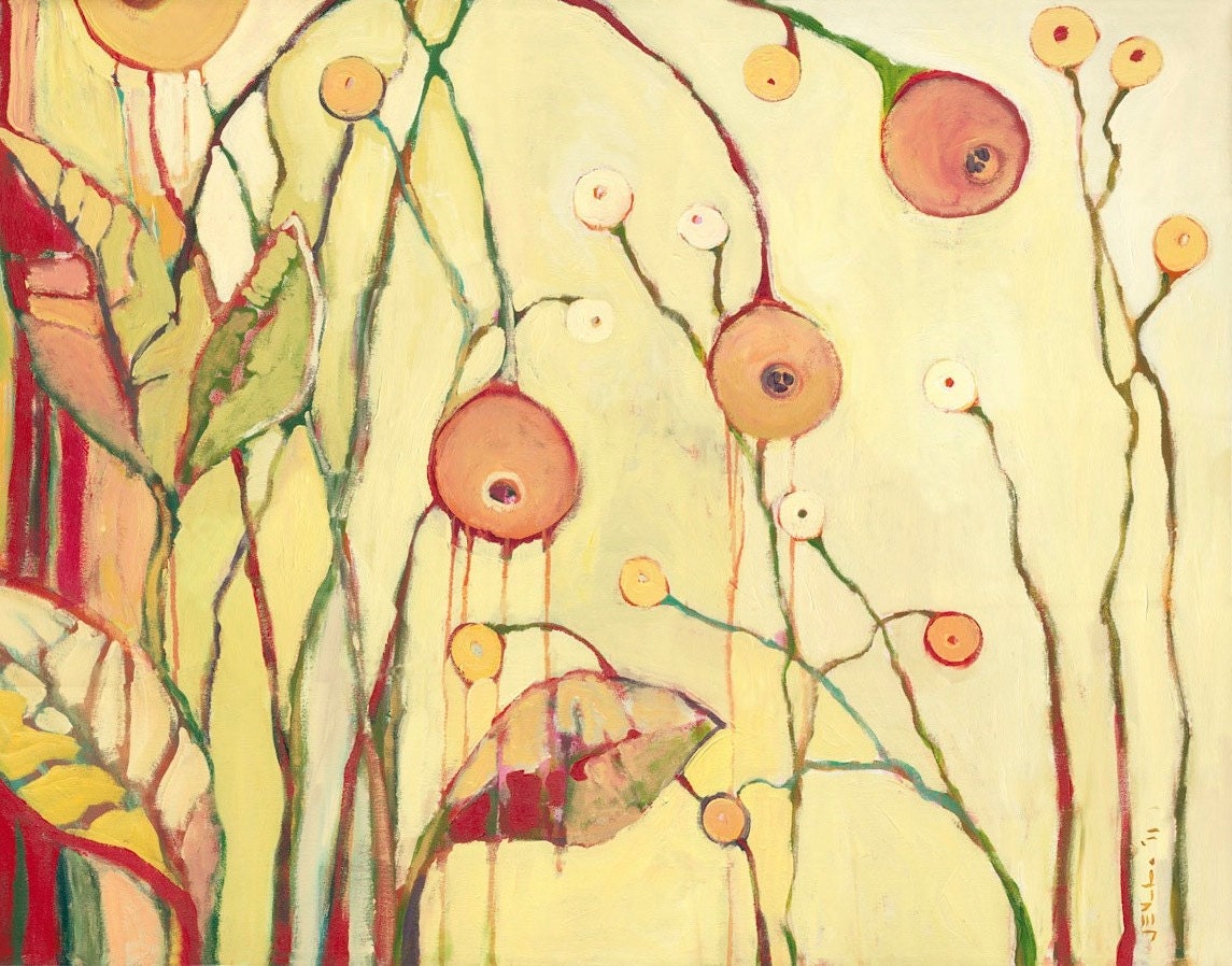 Abstract Poppy Floral 8 x 10 inch Bamboo Fine Art Print by Jenlo