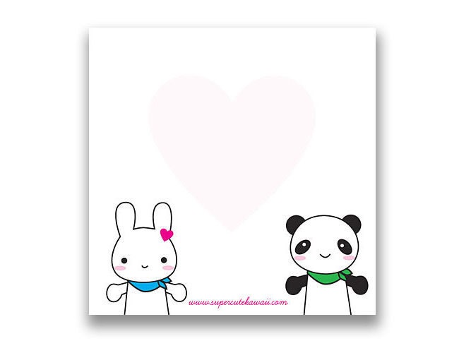 Bunny and Panda - Super Cute Kawaii sticky notes