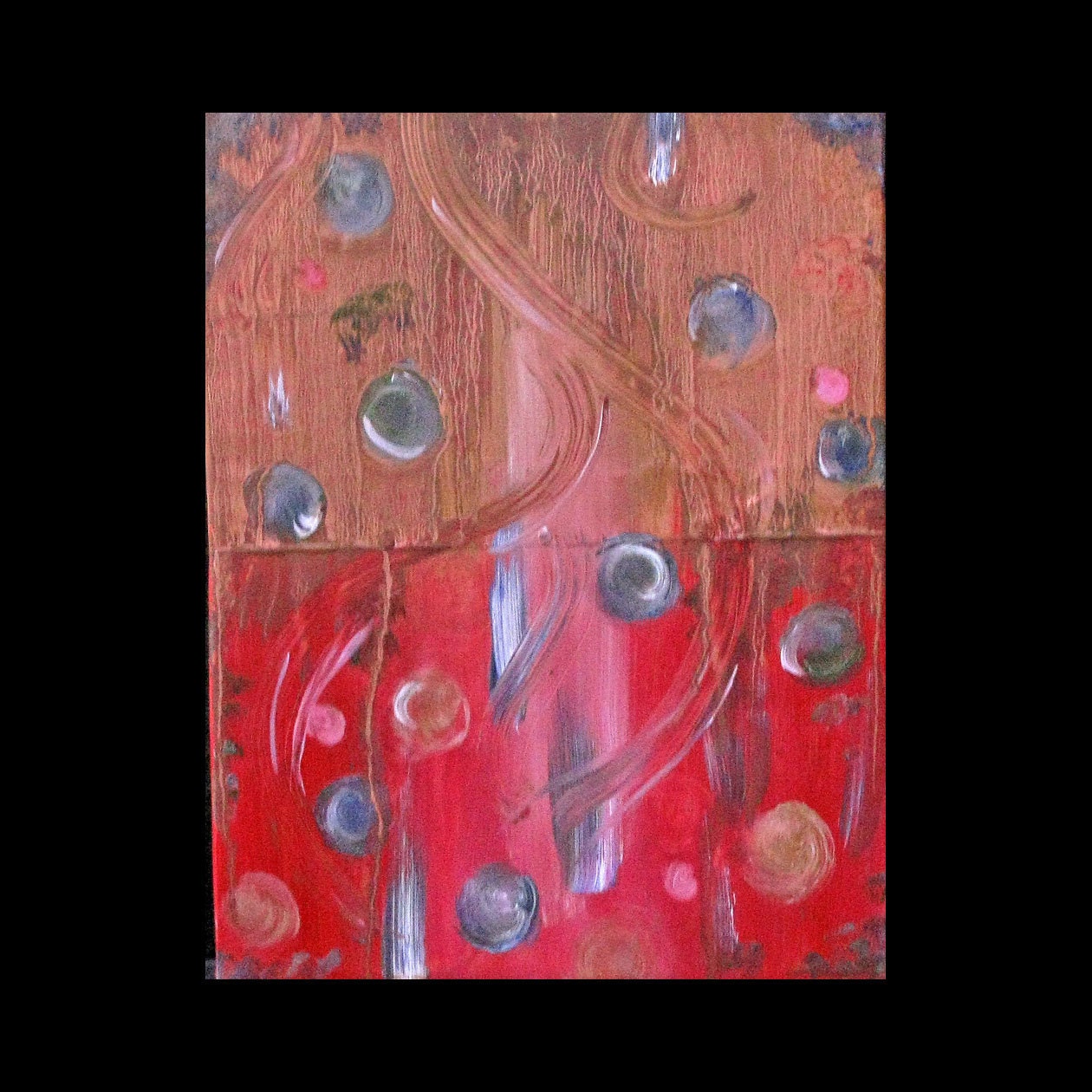 Original Art for Sale Fine Art 16 x 12 Abstract Copper Painting Karina Keri-Matuszak Raw Feng Shui