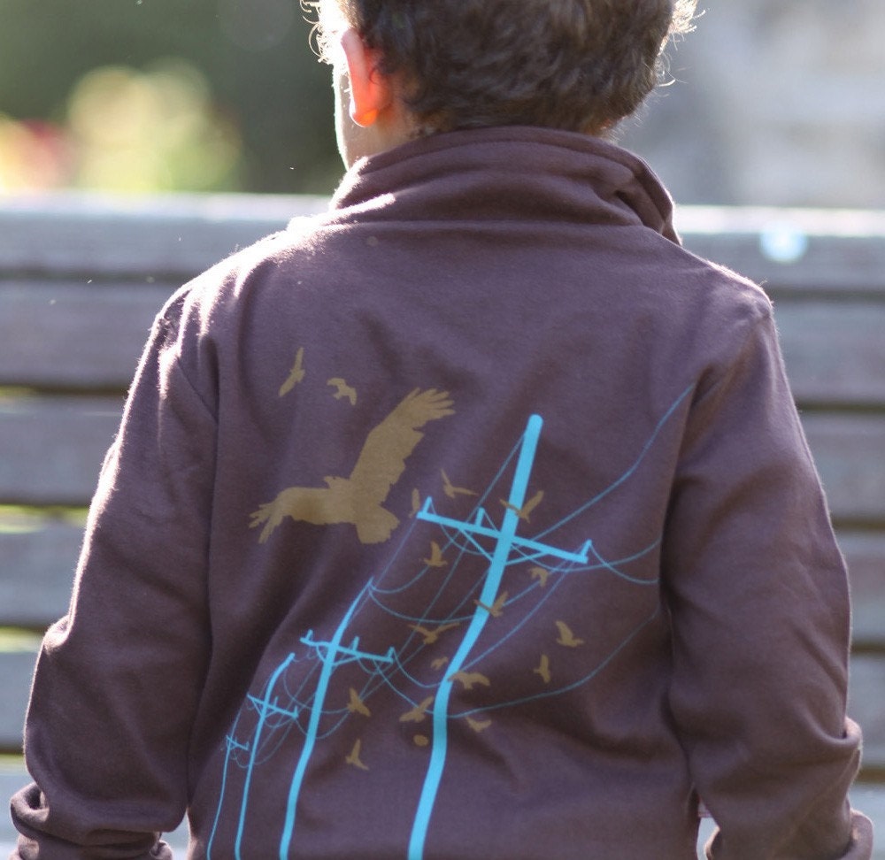 Hawk Birds Zipper Jacket Toddler Brown