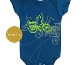 Bicycles Organic Baby Boy Onesie blue