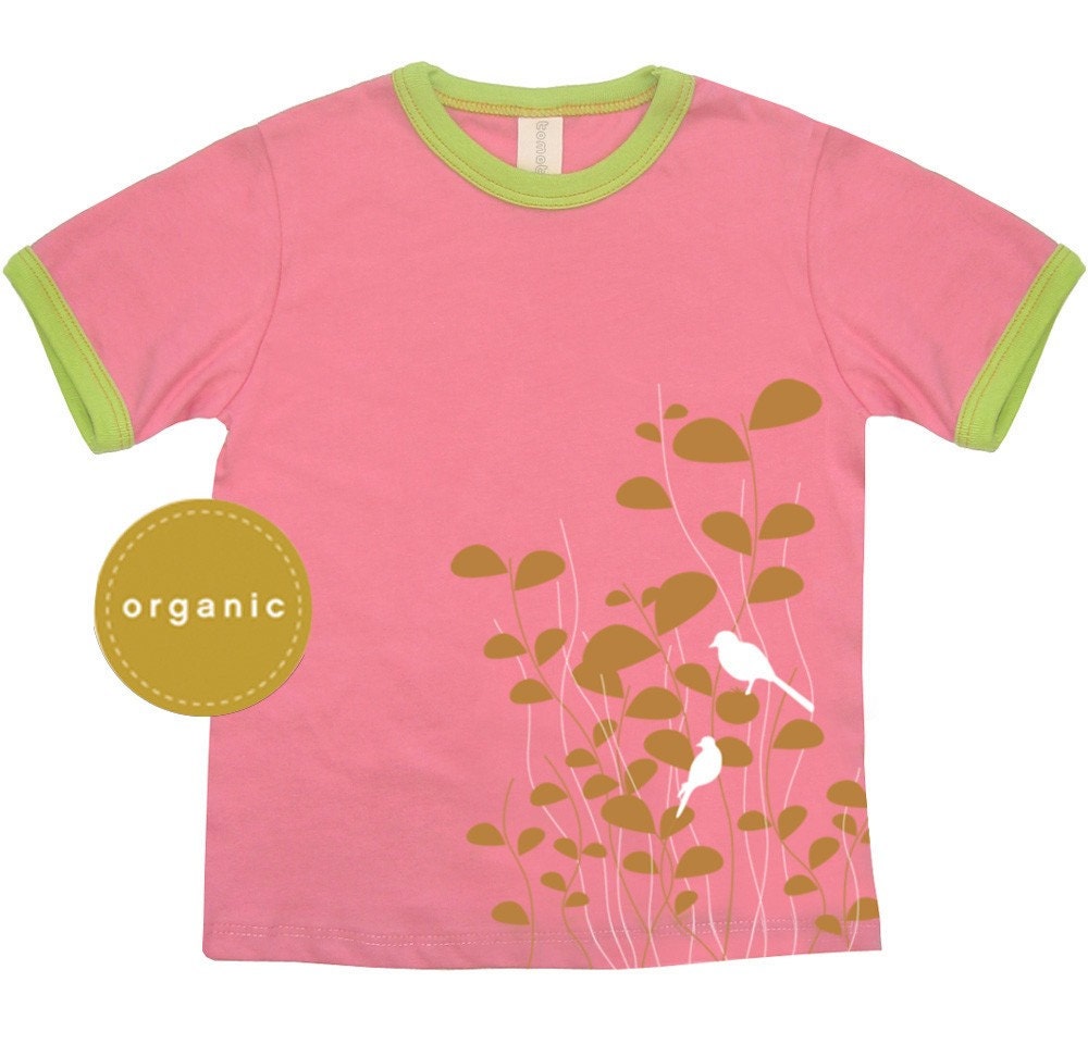 Birds Organic Toddler Tshirt Pink (SALE)