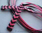 Navy and Hot Pink - Braided Ribbon Barrettes