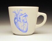 anatomical heart teacup in BLUE