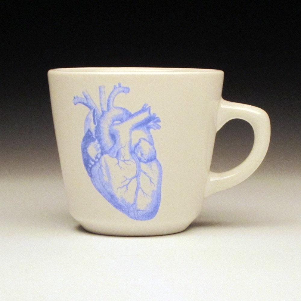 anatomical heart teacup in BLUE