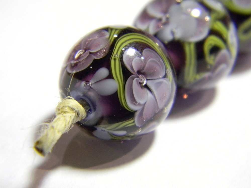 Periwinkle and Purple Handmade Lampwork Glass Bead - Periwinkle Returns - MADE TO ORDER
