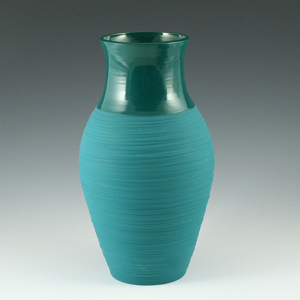 SALE Vase - Tall Groove Vase in Aqua