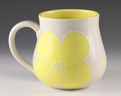 Mug in Yellow- Porcelain Flower Mug