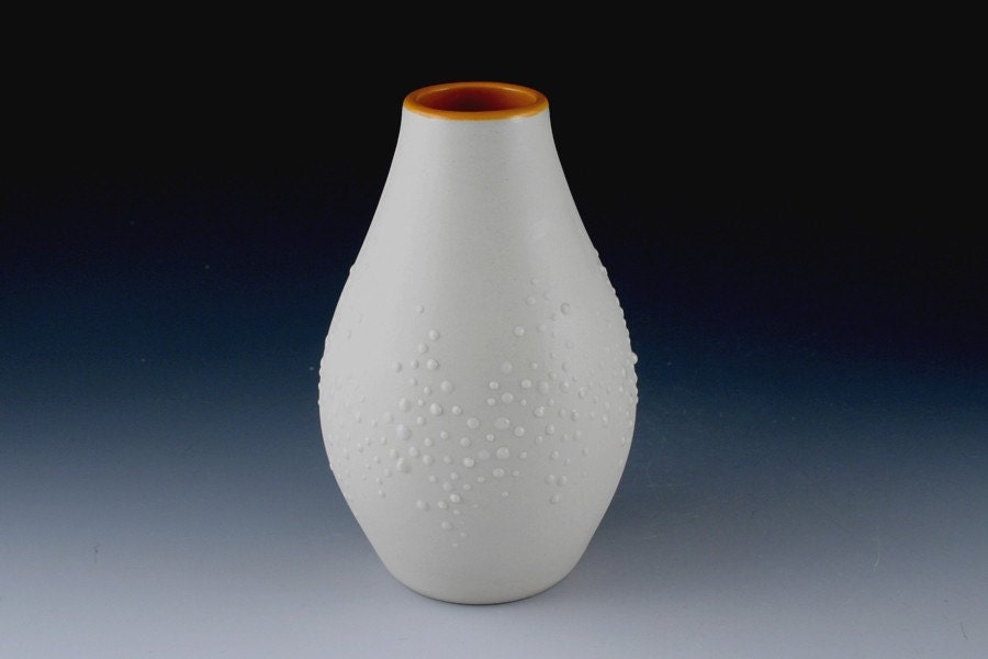 Pebble Vase with Orange Interior