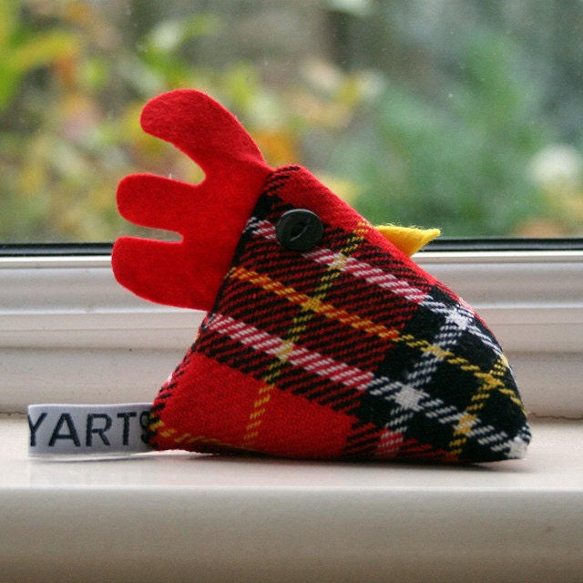 Hamish McPlaid cheeky chicken pincushion/paperweight