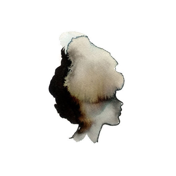 Portrait of a Lady - Fine Art Print - watercolor sillhouette