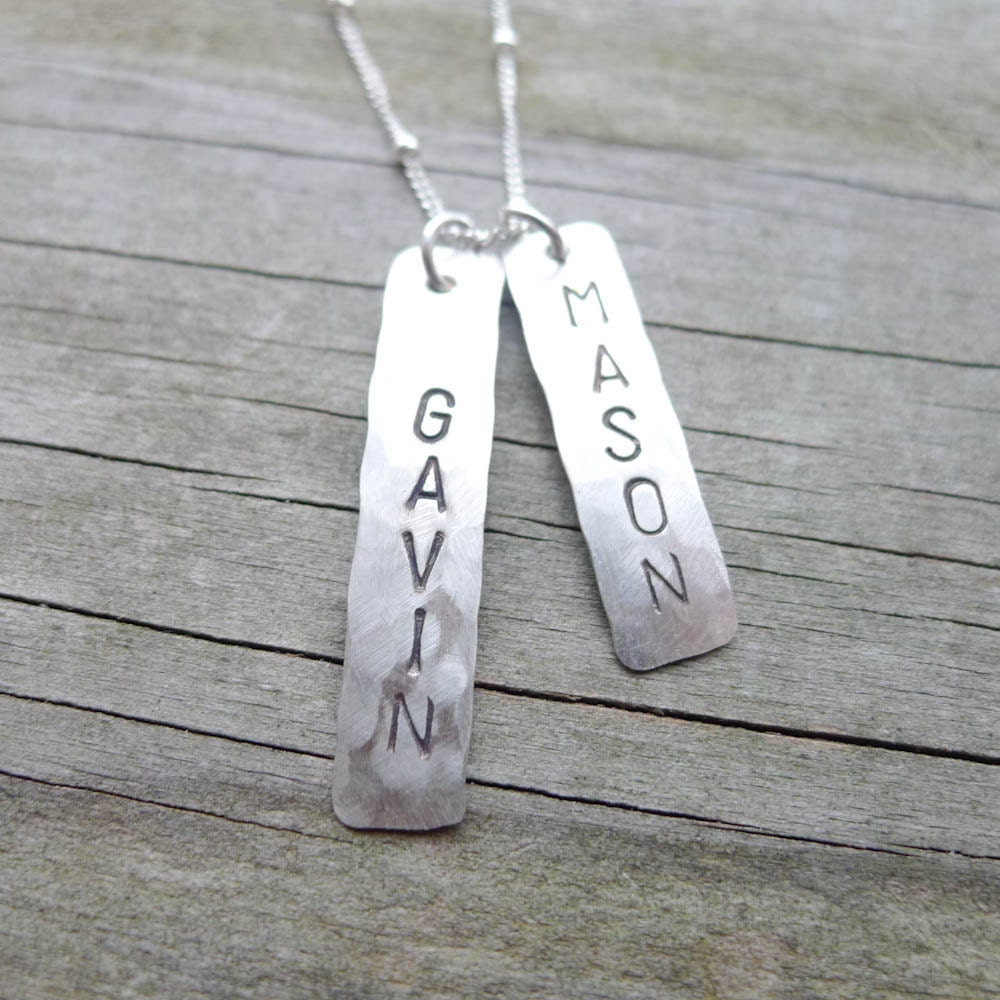 Modern Mom Necklace - Personalized Sterling Name Plate