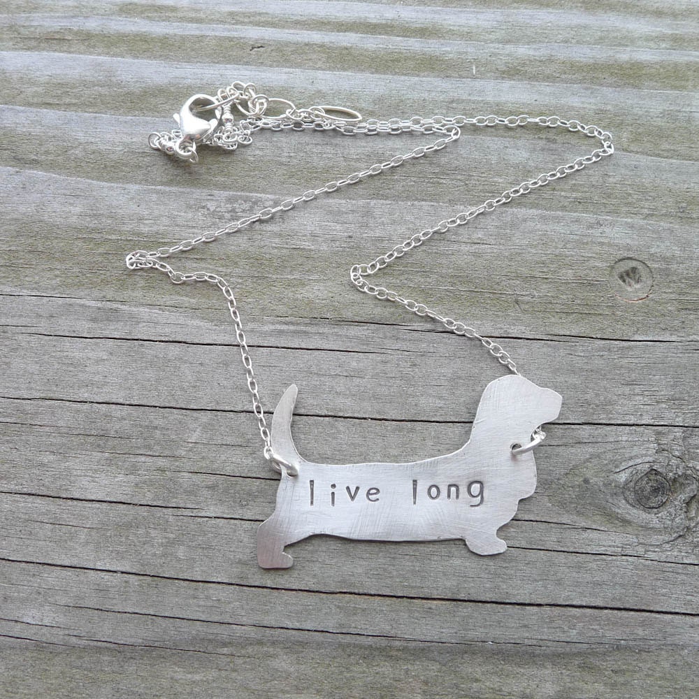 Sterling Silver Basset Hound Necklace - Live Long