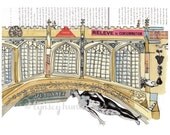 Cambridge, England - Ink, watercolour and collage illustration