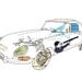 Jaguar E-Type - Ink and collage illustration