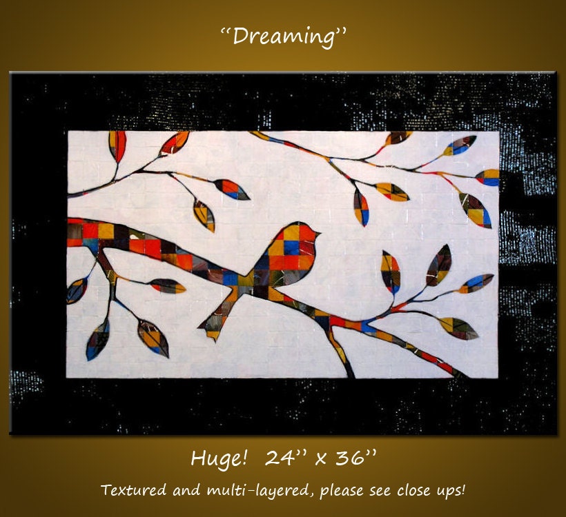Original Textured Abstract Modern Contemporary Mixed Media on Canvas Painting ... 24" x 36" ... Dreaming, by Amy Giacomelli