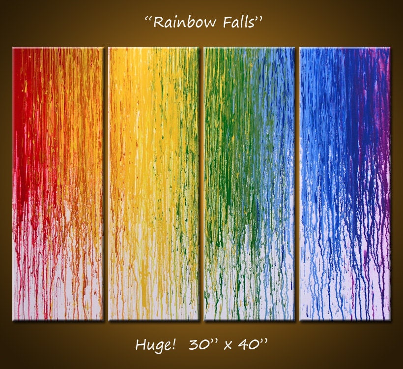 Amy Giacomelli Painting Abstract Painting Original Large Modern Art ... 30" x 40", 4 ready to hang canvases, Rainbow Falls