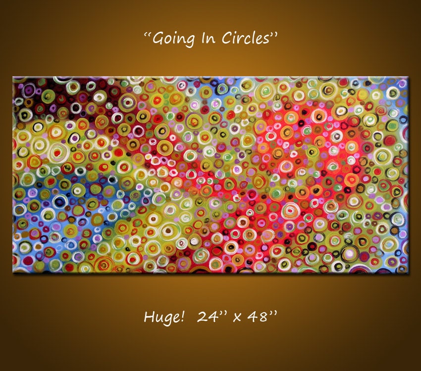 Abstract Painting Original Large Modern Art ... 24 x 48, ready to hang, red green blue white black, Amy Giacomelli