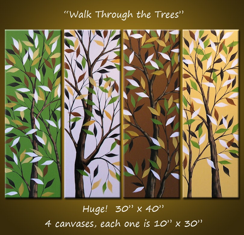 Original Abstract Landscape Trees Paintings - 30 x 40, Arrives ready to hang,  "Walk through the Trees"