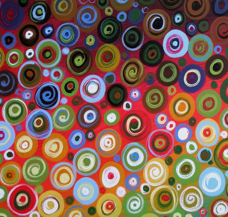 Original Large Abstract Painting Modern Contemporary .. red yellow blue green ...24 x 54 .. Journey to the Stars