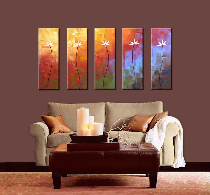 Original Large Abstract Painting Flowers...ready to hang...50 x 30 .. Dreaming Comes Easily