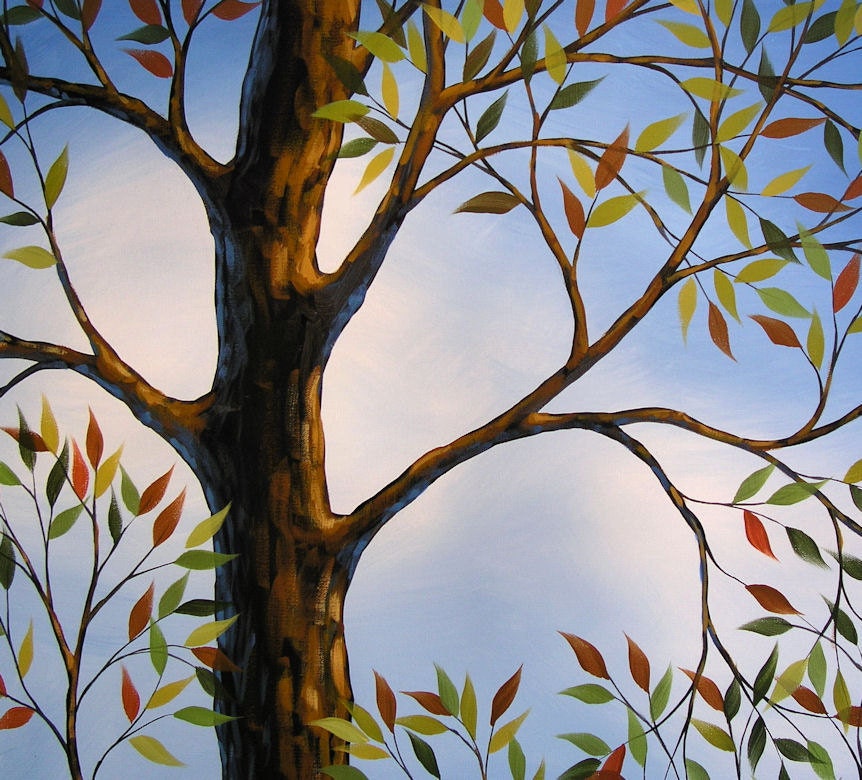 Amy Giacomelli Paintings Original Large Huge Modern Contemporary Landscape Trees ... 36 x 36 ... Autumns Kiss