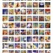 Vintage Tropical Travel Posters in .85-inch squares for scrabble tiles and more -- piddix digital collage sheet no. 399