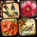 Flora and Fauna collage sheet in 7/8 inch squares for glass tiles and more -- piddix no. 727