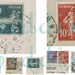 Eiffel Tower Vintage Postcards and French Stamps in 2-inch Squares -- piddix digital collage sheet no. 111