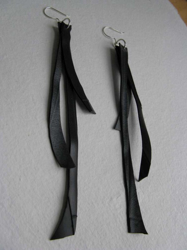 Bike Tire Tube Strand Earring - long