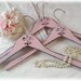 Set of 3 Shabby Pink Fleur de Lis Coat Hangers
