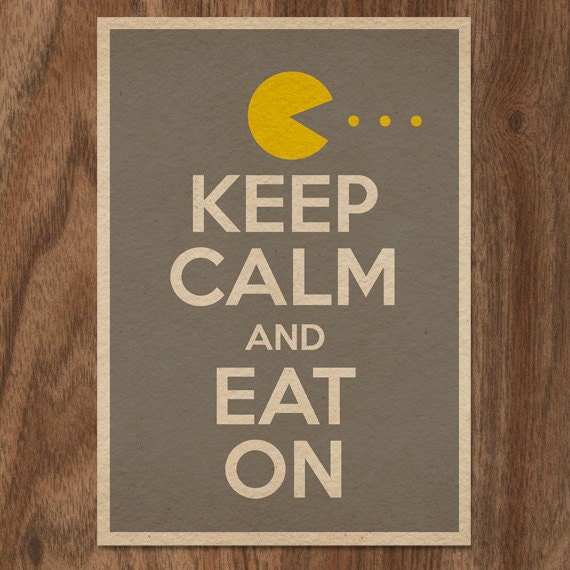 Keep Calm and Eat On 16x12 Retro Vintage Poster