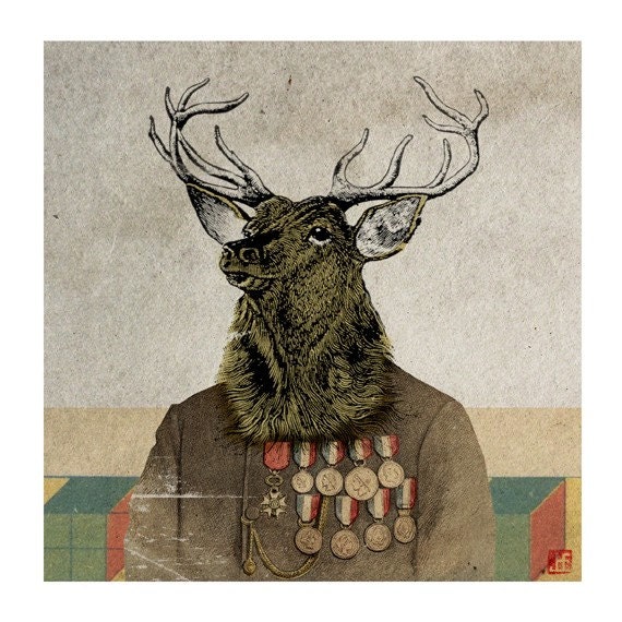 6x6 Whimsical Animal Print - Stag